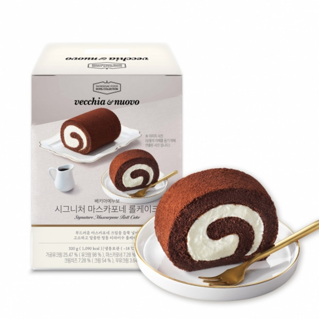 신세계푸드 베키아에누보 시그니처 마스카포네 티라미수 롤 케이크, 1개, 320g