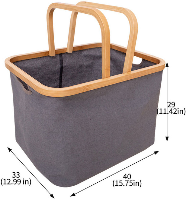 HM 戶外野餐收納籃 可折疊洗衣籃 家用收納筐, 灰色