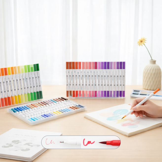 크림슨비콘 수용성 컬러 브러쉬펜 120색 붓펜세트, 36개