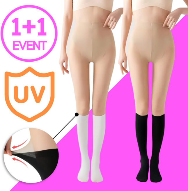 데이로리 UV차단 몸매보정 골프 스타킹 쫀쫀한 니삭스 투톤 팬티스타킹 1+1