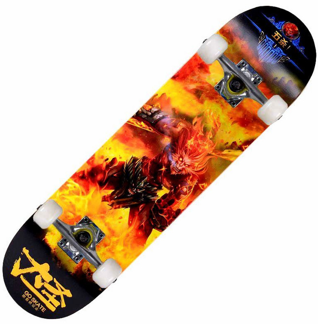 專業成人兒童幼童滑板 四輪楓木板 初學者造型雙翹板, 大聖（專業級高彈輪）, 1個