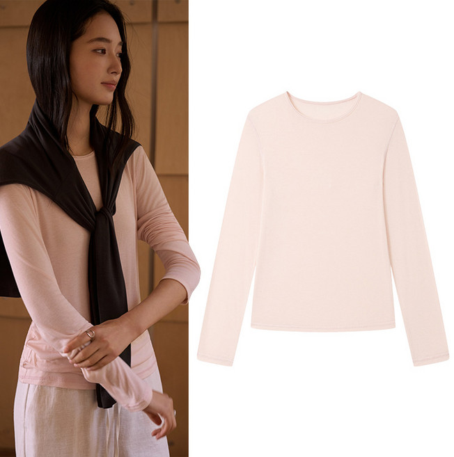 스토리원 WM-FWWT039 여성 실크 모달 베이직 티셔츠