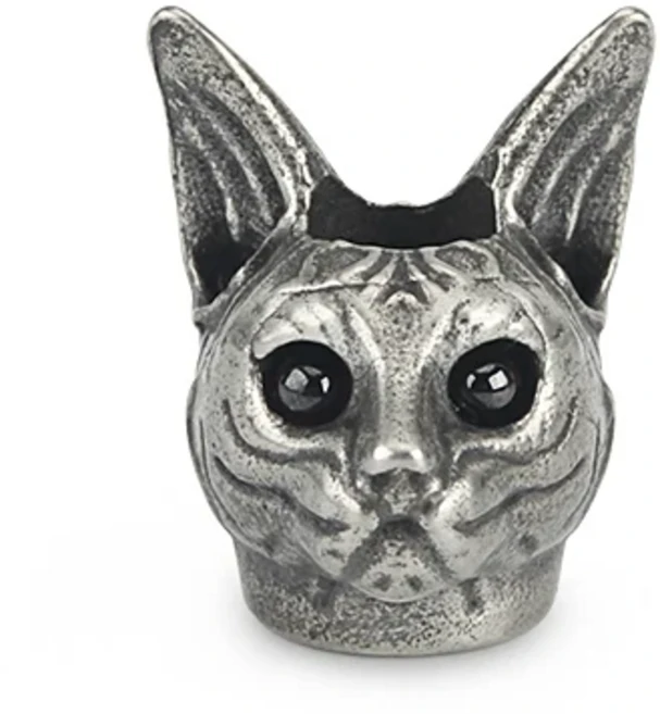 쿠쿠스토어 동물 로프 비즈 고양이 칼 DIY 우산 Paracord 구슬 키 체인 펜던트, 06 silvery cat