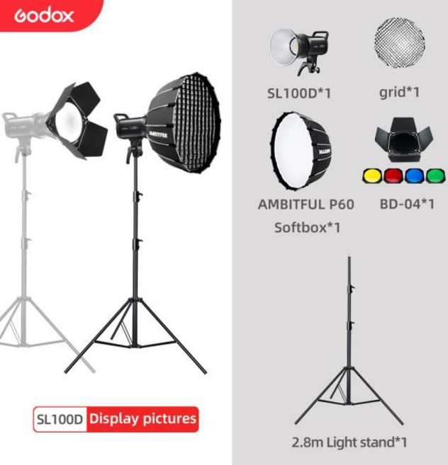 정시출고 환불보장 Godox 화이트 버전 LCD 패널 비디오 연속 출력 보웬스 마운트 SL100D 5600K, 06 SL100DKit 12, 1개