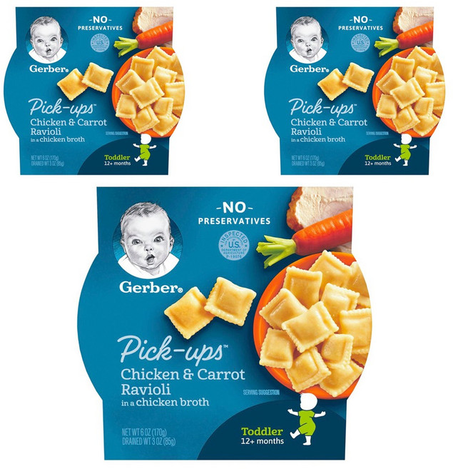 거버 픽-업 라비올리 면 어린이 식품 170g, 3개