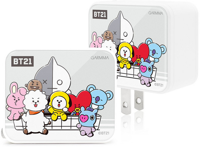 GARMMA 宇宙明星BT21 Type-C & USB 雙孔充電器, 1個, 宇宙明星大集合, 宇宙明星大集合