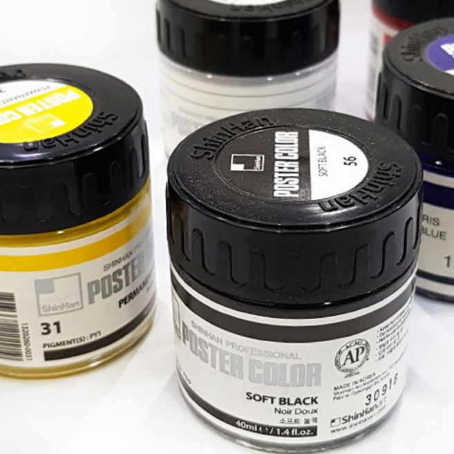 (신한) 포스터칼라 40ml 포스터물감 낱색x1개, (56번) SOFT BLACK
