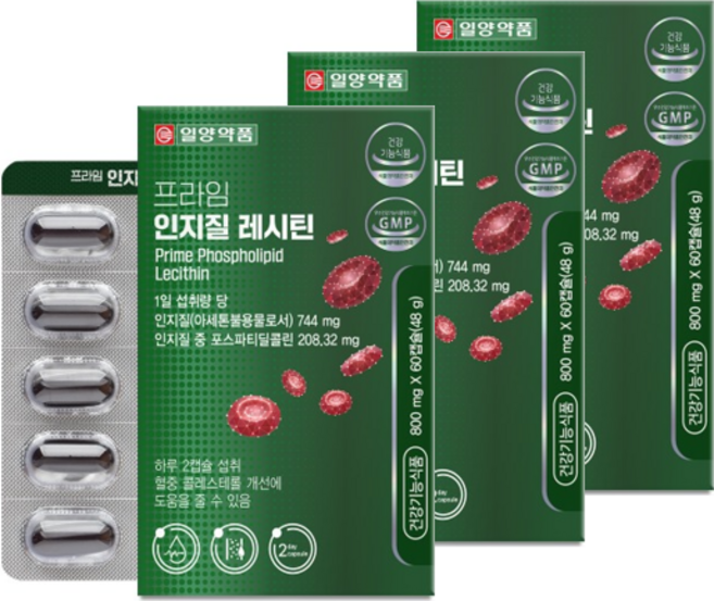 프라임 인지질 레시틴 800mg, 60정, 3개