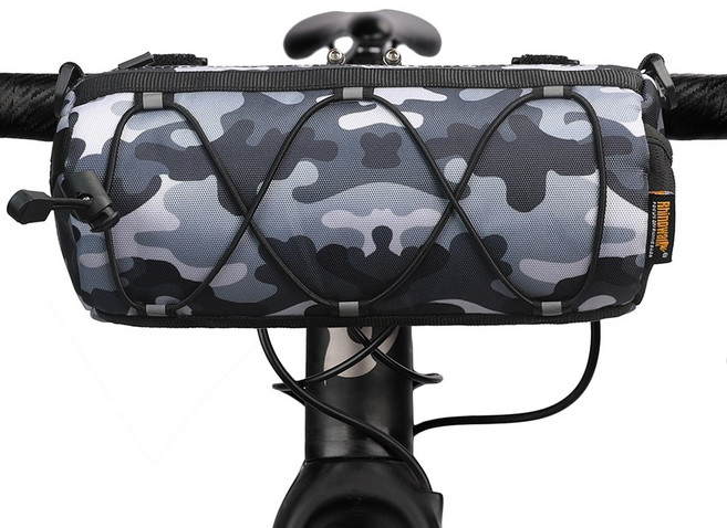 라이노워크 RK9103 자전거 핸들가방 2.4L 프론트백 핸들바 가방, 카모 그레이, 1개