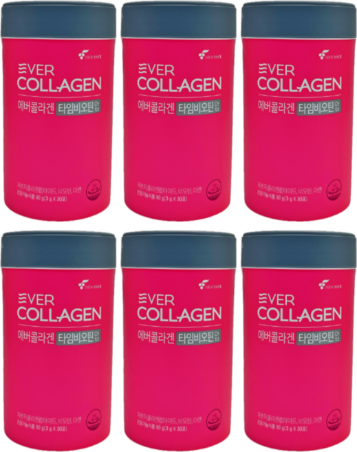 에버콜라겐 타임비오틴업 저분자 피쉬 콜라겐 펩타이드 비오틴 30포X6개, 90g, 6개