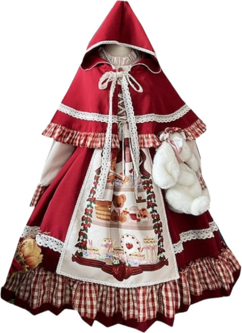 로리타 크리스마스 드레스 소프트 레이스 원피스 빨간망토 코스튬