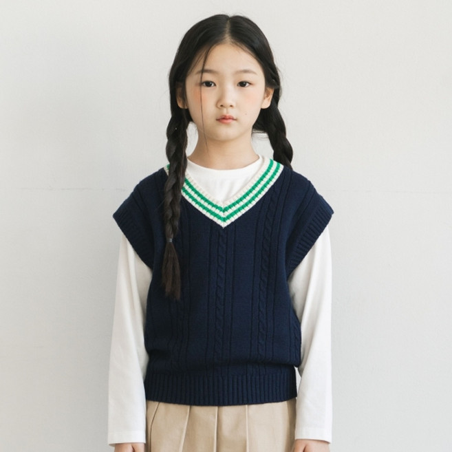 [일로딜로]NC청주점##70%할인##말랑 유니 케이블 조끼 IDVK24151