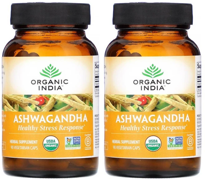 [1+1] Organic India 오가닉인디아 아슈와간다 400mg 90정 배지캡슐 Ashwagandha 채식주의자 vegetarian 비건 할랄 - 쿠팡