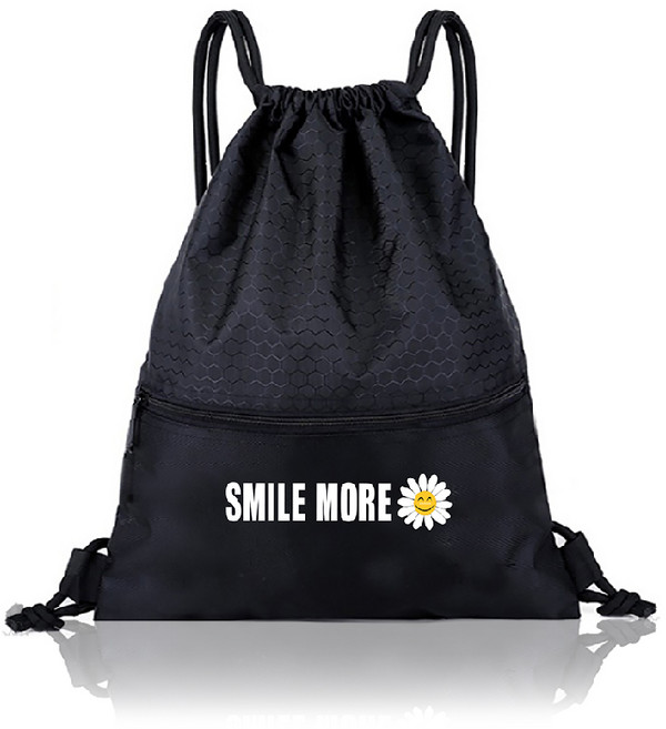 언즈 스마일 조리개 파우치 스포츠 방수 짐색 보조 실내화 가방, 조리개 블랙, 1개