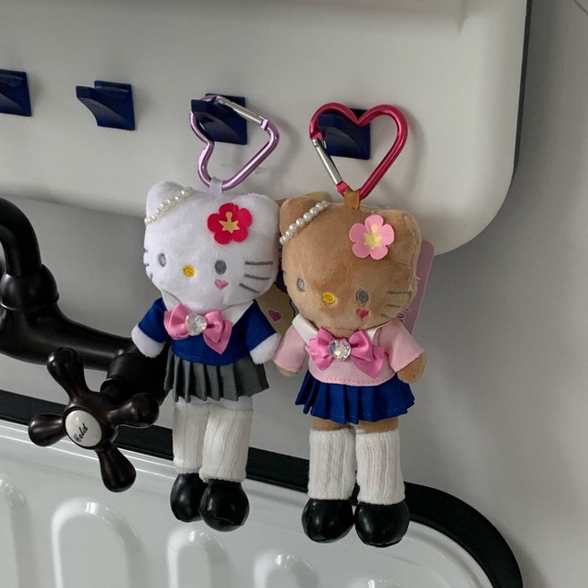 롱다리 키티 인형 갸루룩 스쿨룩 하트고리 태닝미니인형 가방키링 백꾸소품 백꾸, 태닝