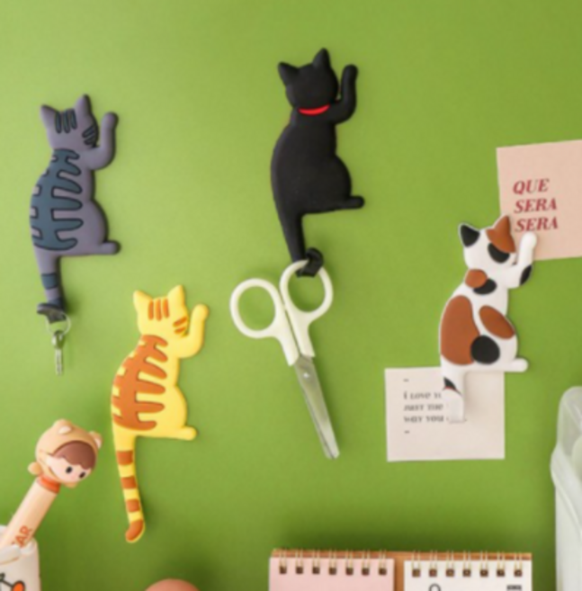 현관문 마스크걸이 현관 열쇠 차 키걸이 고양이 냉장고 자석 후크 4종세트