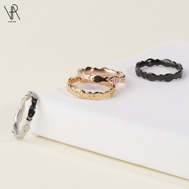 VARAM 써지컬316L스틸 물고기 반지 소원성취 행운 우정링