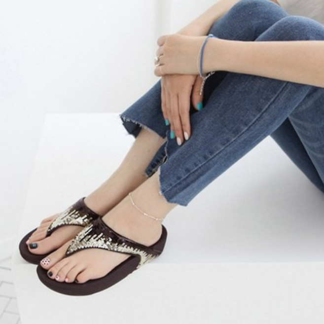 스팽클 쪼리 샌들 웨지 통굽 여성 여름 바캉스 슬리퍼