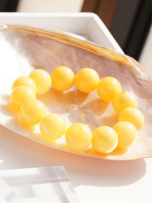 [A5][마지막 한점][Amber 호박][Rare] 폴란드 고퀄 트레디셔널 컷팅 밀화 호박 팔찌_지름 1.5cm