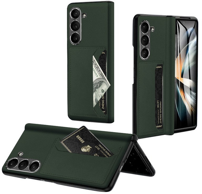 YINUO 갤럭시 Z 폴드3 4 5 6 7 힌지보호 소가죽 수납 케이스