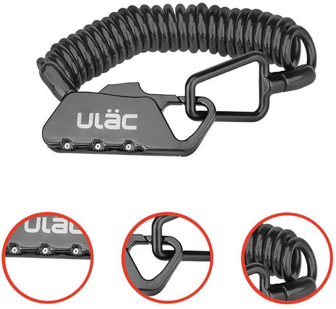 유락 미니 케이블 자전거 킥보드 오토바이 잠금장치, 블랙, 1개