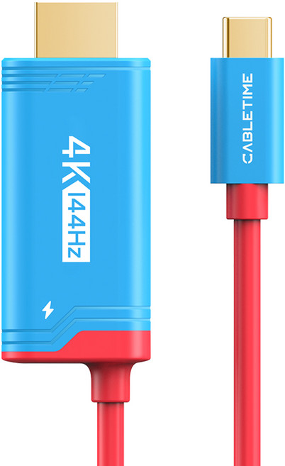 케이블타임 4K 144Hz C타입 HDMI 100W PD 충전 미러링 케이블 닌텐도 스위치 1 2 지원, 1개, 블루, 2m