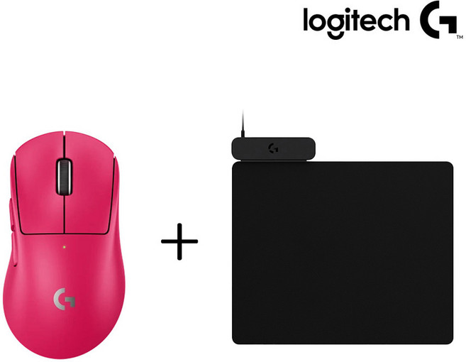 로지텍 지슈라2 덱스 G PRO X SUPERLIGHT 2 DEX 무선 게이밍 마우스 + 파워플레이 무선 충전패드, 핑크, DEX + 파워플레이2