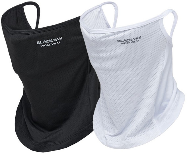 1+1 블랙야크 페이스스카프 쿨버프 귀걸이형 스카프 얼굴햇빛가리개 냉감소재 자외선 차단 마스크, 블랙+화이트