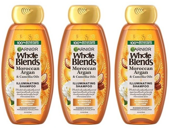 가르니에 홀 블렌드 일루미네이팅 샴푸 모로칸 아르간 & 카멜리아 오일 추출물, 3개, 370ml - 쿠팡