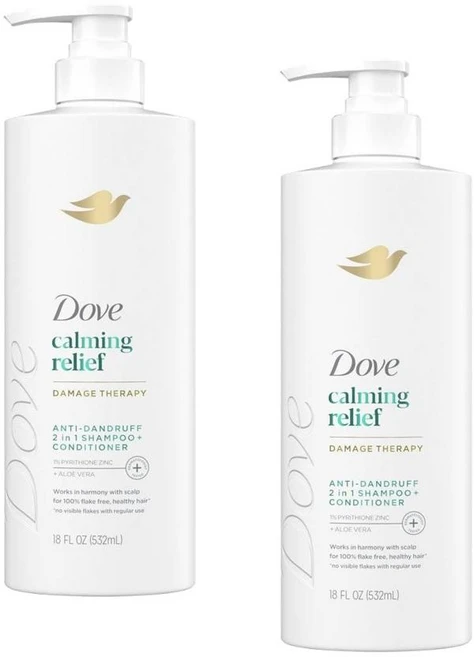 도브 카밍 릴리프 데미지 테라피 안티댄드러프 투인원 샴푸 컨디셔너 Dove Damage Therapy Calming Relief, 2개, 532ml - 쿠팡