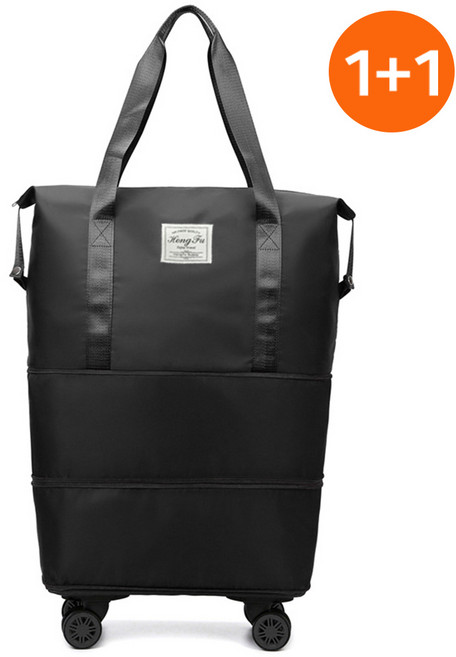 1+1 상단 확장형 3단 캐리어 이동식 바퀴탈부착 이민 여행용 가방 보스턴백