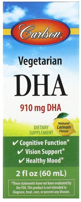 칼슨랩스 식물성 DHA 천연 레몬 맛 910mg 60ml (2fl oz), 1개 - 쿠팡
