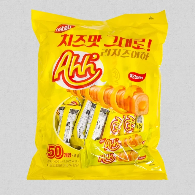 나바티 아하 리치 치즈 크래커 50개입 X 8g 리치즈 과자 간식 NABATI NABATI 머치바잉, 400g, 1개 - 쿠팡