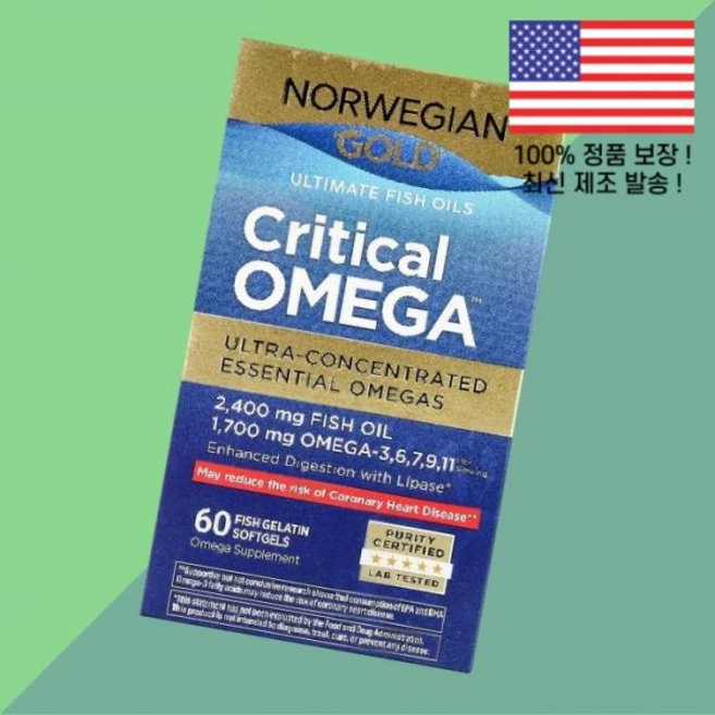 리뉴 라이프 노르웨이 골드 크리티컬 오메가 얼티밋 피쉬오일 오메가3 DHA EPA 오메가쓰리 피쉬 젤라틴 소프트젤 캡슐 60정 Renew Life Norwegian Gold C - 쿠팡