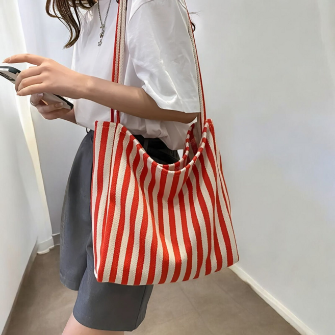 빈티지 스트라이프 데일리 캐주얼 숄더백