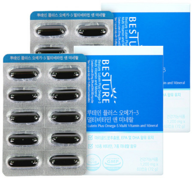 베스처 루테인 플러스 오메가3 멀티비타민 앤 미네랄, 60정, 2개