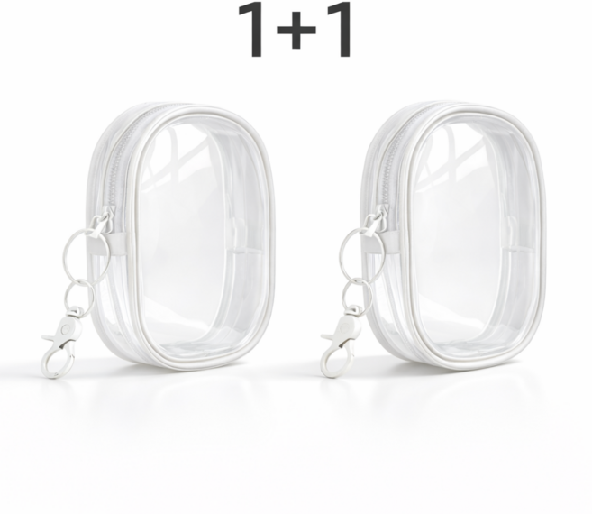 1+1 비렌스 투명 미니 파우치 키링 에어팟 립밤 인형 휴대용 보관 케이스