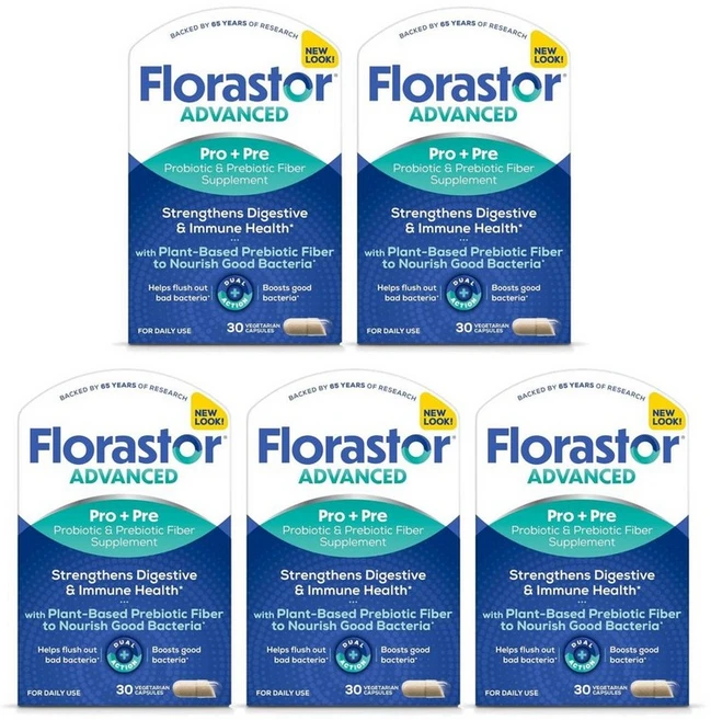 플로라스토 어드밴스드 프로바이오틱 프리바이오틱 유산균 캡슐 30정, 5개 - 쿠팡