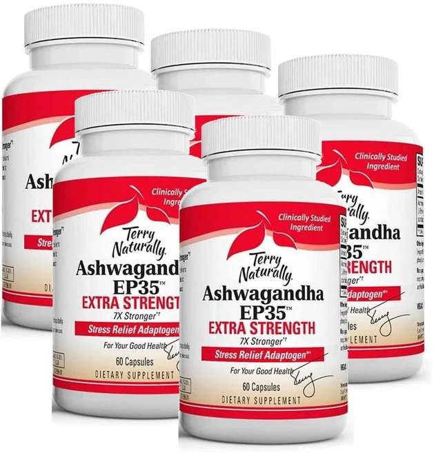 테리 내추럴리 아슈와간다 EP35 엑스트라 스트렝스 캡슐 Terry Naturally Ashwagandha EP35, 5개, 60정 - 쿠팡