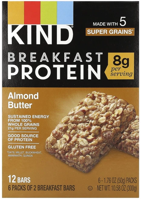 지금 곧 품절됩니다 KIND Bars 브랙퍼스트 프로틴 바 아몬드 버터 6팩 각 50g(1.76oz) 서둘러주시면 감사하겠습니다, KINDBars브랙퍼스트프로틴바아몬드버터6팩각50g17, 50g - 쿠팡