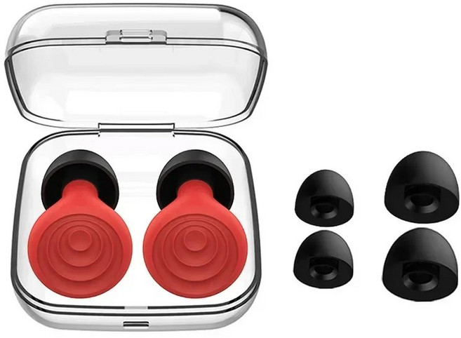 자동 귀마개 고성능 소음 차단 이중 목적 수면 수영 편안한, 1개, B-Red