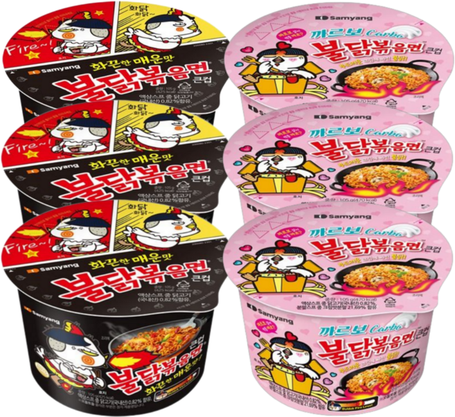 삼양 불닭볶음면큰사발 + 까르보불닭볶음면큰사발 2종콤보 세트, 3팩