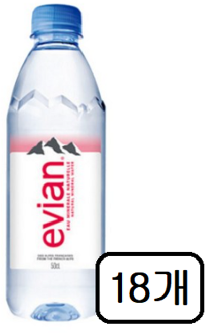에비앙 evian Natural Mineral Water 500ml, 18개