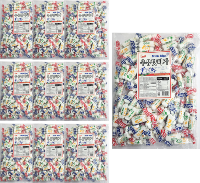 아리랑 우유맛비가 유가캔디 밀크캔디 대용량, 650g, 10개