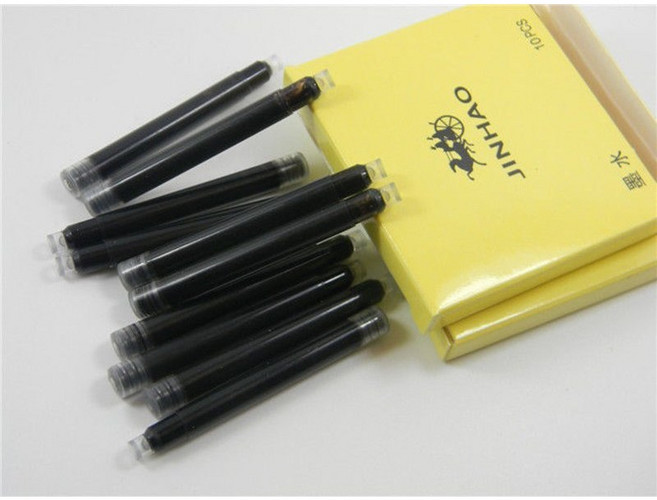 뽀띠나 10pcs 검정 만년필 잉크 카트리지 진하오 JINHAO 2.6mm 정품 펜 리필 충전 교체 변환기 표준 선물 필기구 졸업 입학 취업 축하 생일 선물 서명 펜슬 캘리그라피