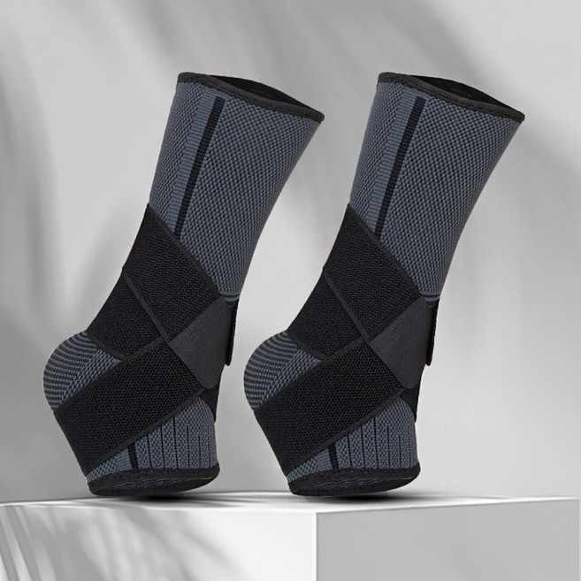 풀커버 롱 발목 보호대 헬스 아대 밴드, 블랙, 2개