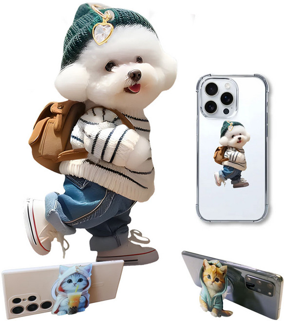 조아조아 명품 5종 그립 스마트 톡, 비숑 강아지