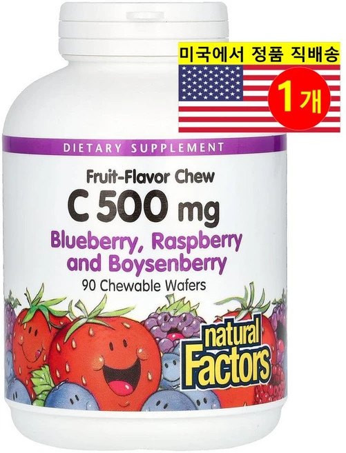 네추럴팩터스 내추럴 프루트 츄 C 500mg 츄어블 웨이퍼, 90정, 1개 - 쿠팡