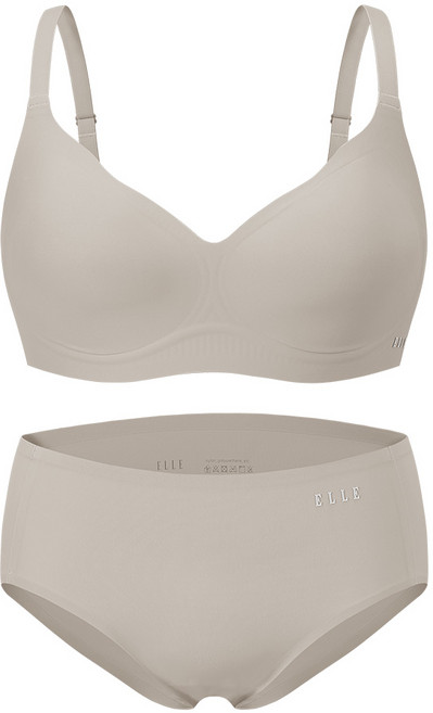 엘르이너웨어 [라이트핏] 쉐딩 심리스 브라 팬티 세트 - 샌드베이지