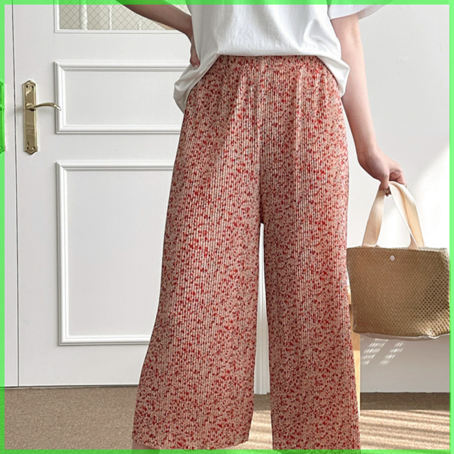 당산쇼핑 몸빼바지 꽃무늬 촌캉스 플리츠 냉장고 바지 여성 쿨 냉감